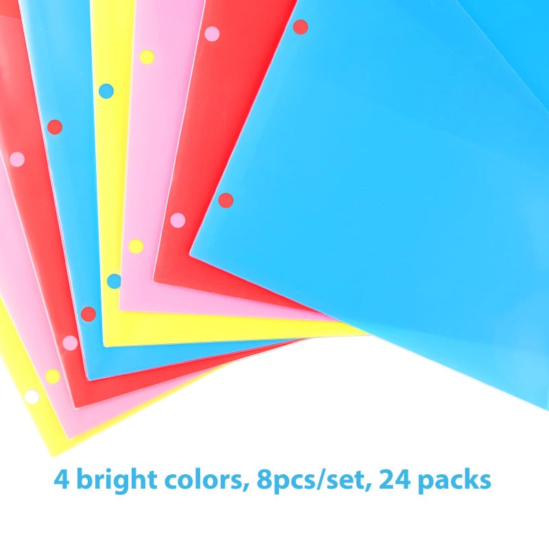 WOT I Plastic 8-tab Dividers with 2 Clear Pockets - 3 Sets, Binder Dividers for 3 Ring Binder, Bright Multicolor, Total 24 Tabs - Image 4